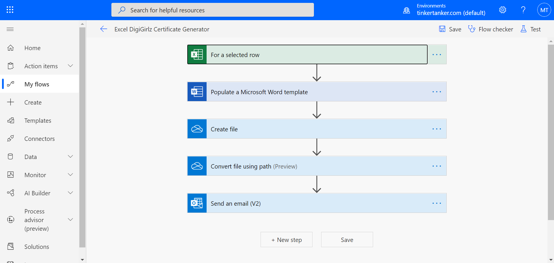 The certificate generator Flow