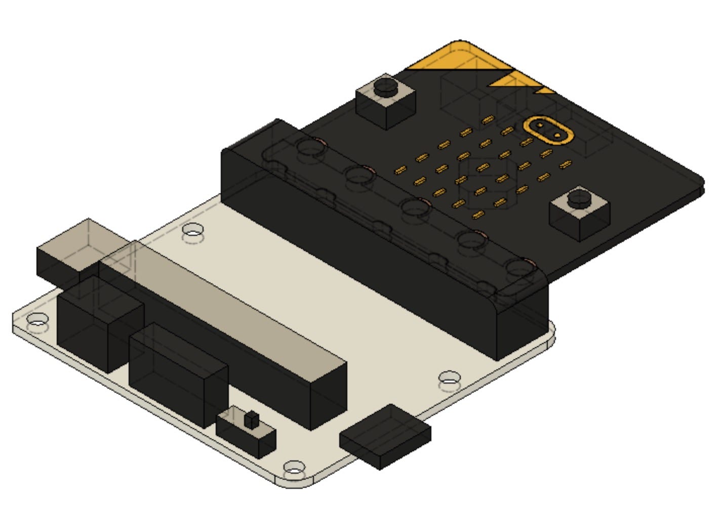 Dimensionally accurate(enough for cardboard) model of Microbit + GVS board assembly