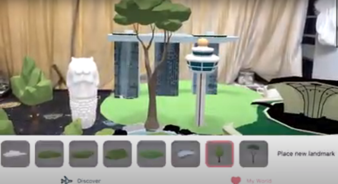 A screenshot of the augmented reality app, Hello World, created by Team Techtris.