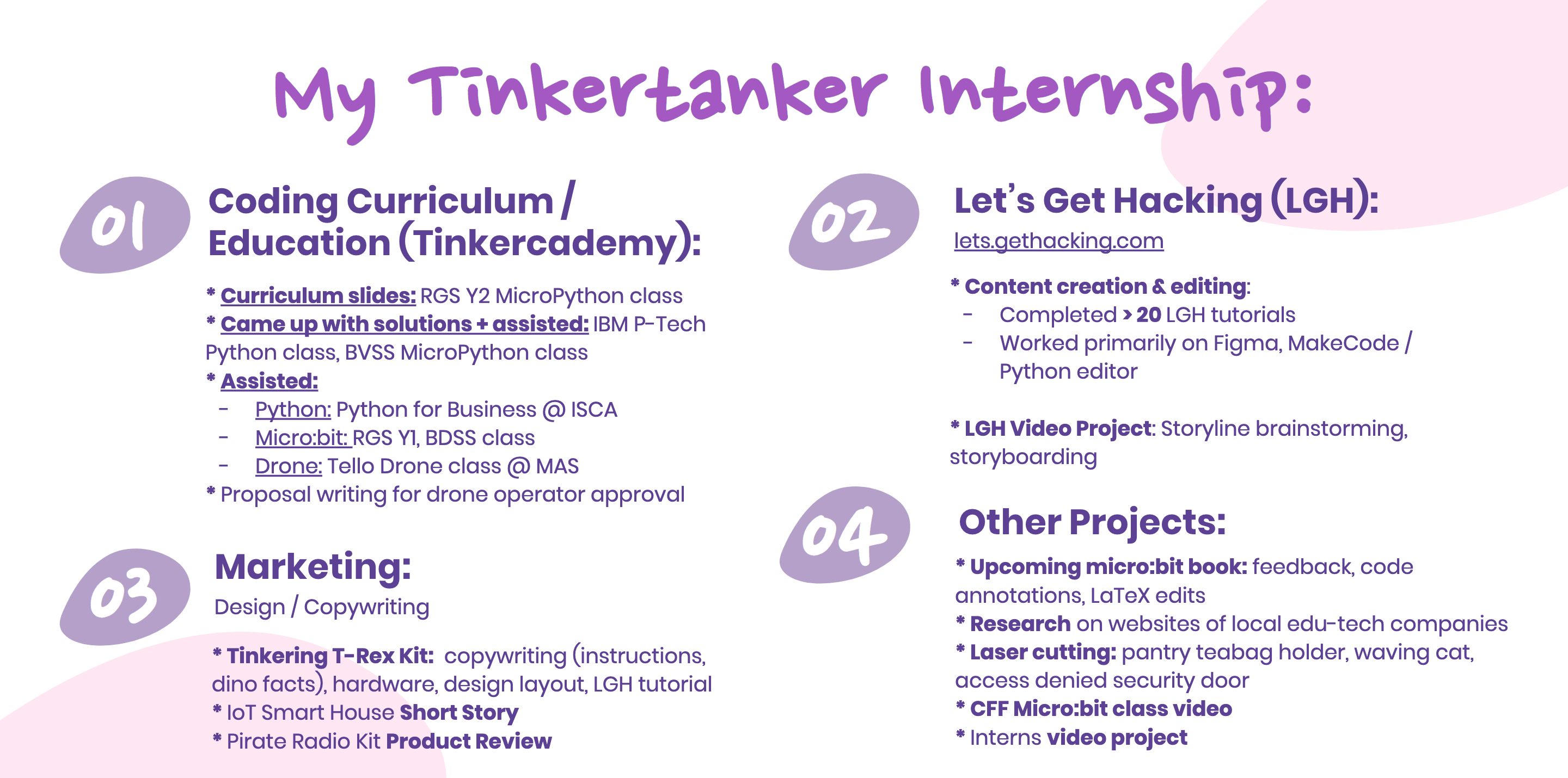An overview of what I did over my internship!