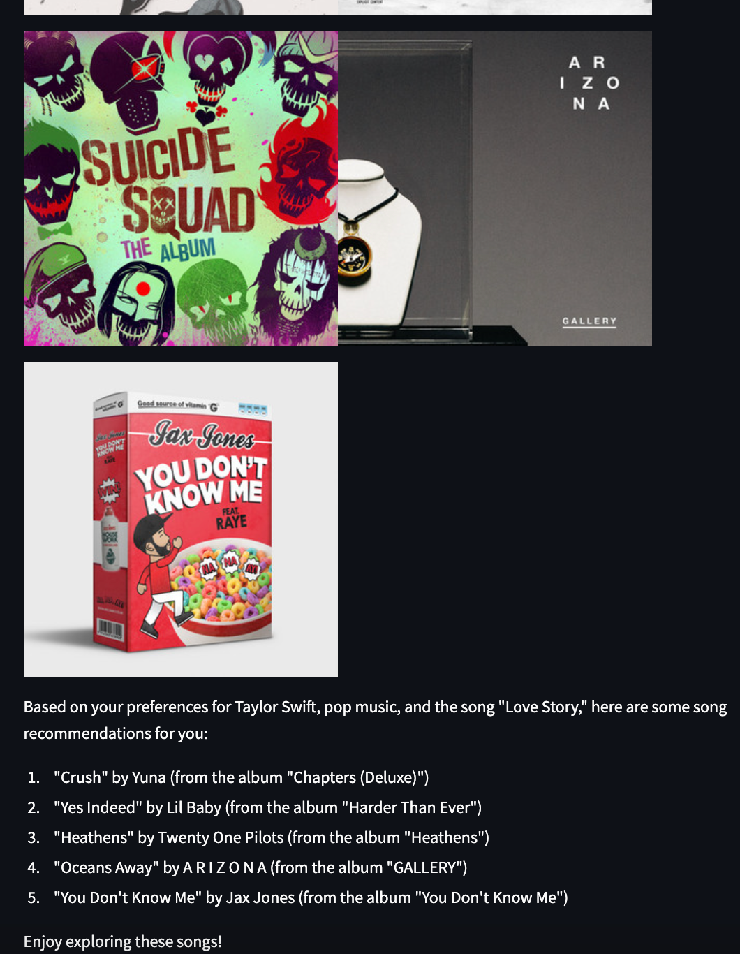Using OpenAI API’s function calling ability alongside the Spotipy library to get song recommendations, using Streamlit as a front-end