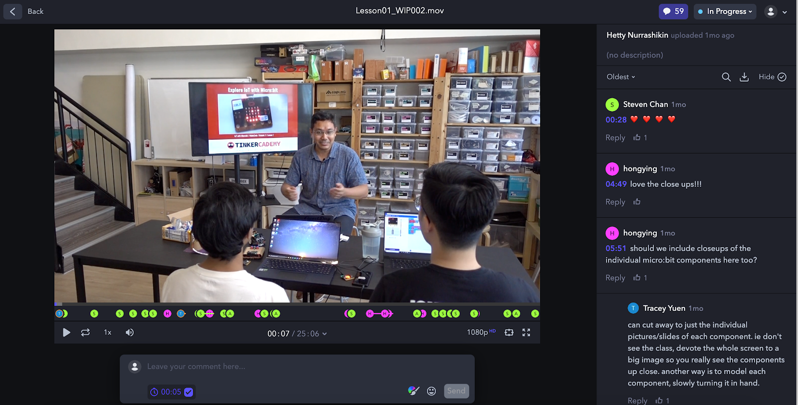 frame.io file of the video that Hetty edited