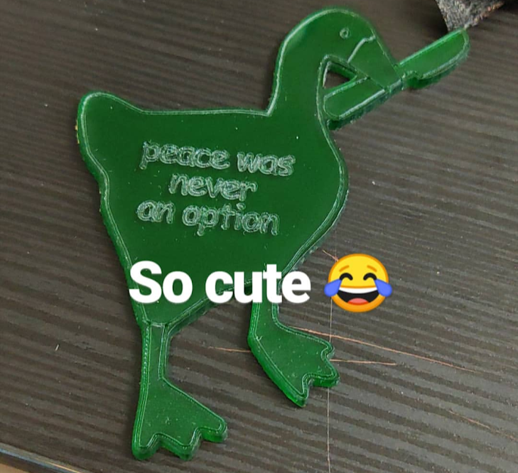 The first piece of acrylic that the other interns taught me to laser cut (picture was taken from my social media so please pardon the caption!)