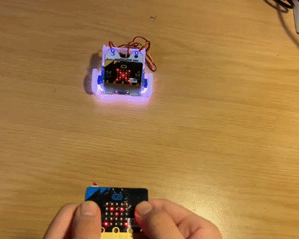 Remote-controlled ring:bit car, using 2 micro:bits