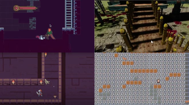 Stills from four of our student’s games! (We tried to showcase more, but were restricted by the limited space)