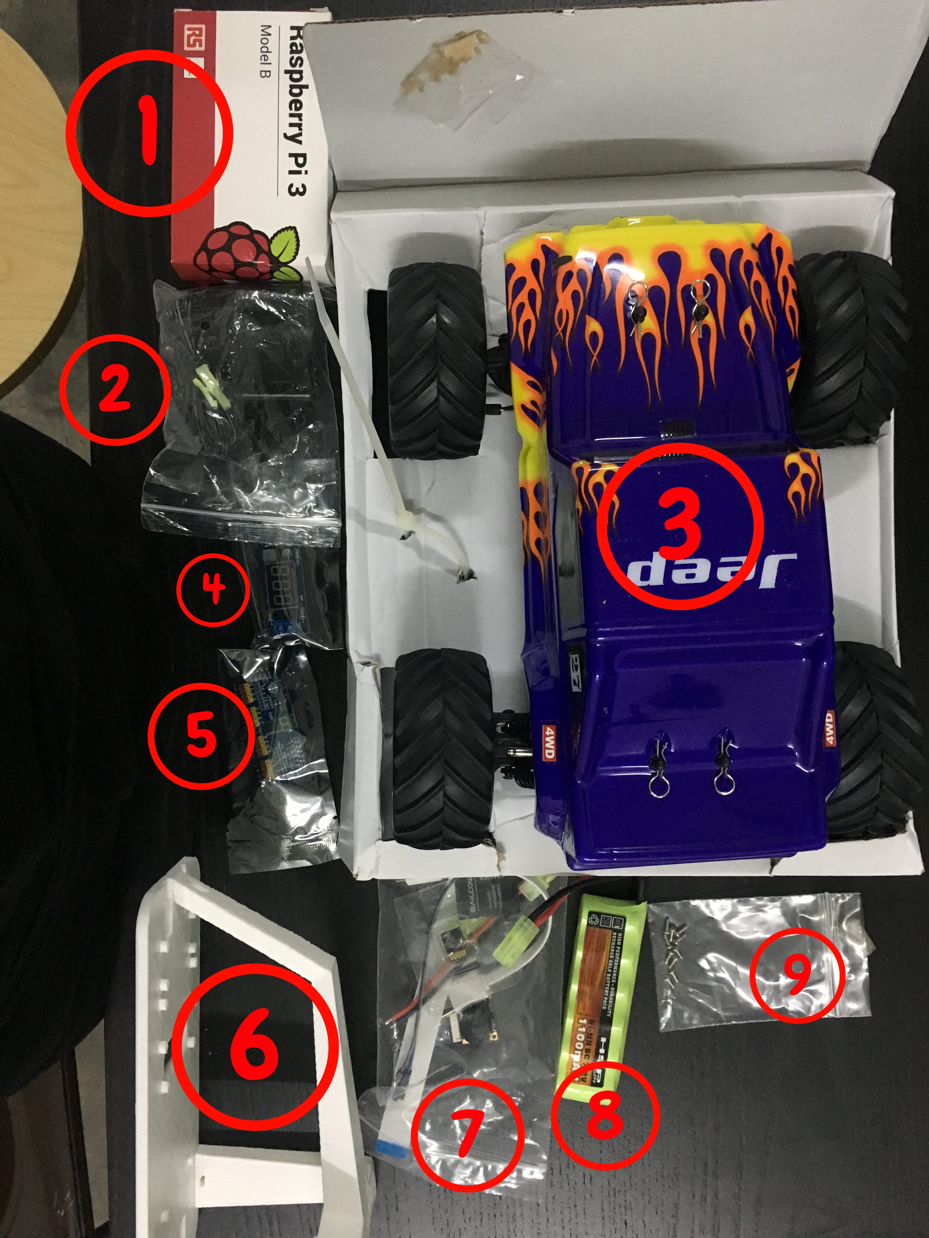 Items received from the full kit