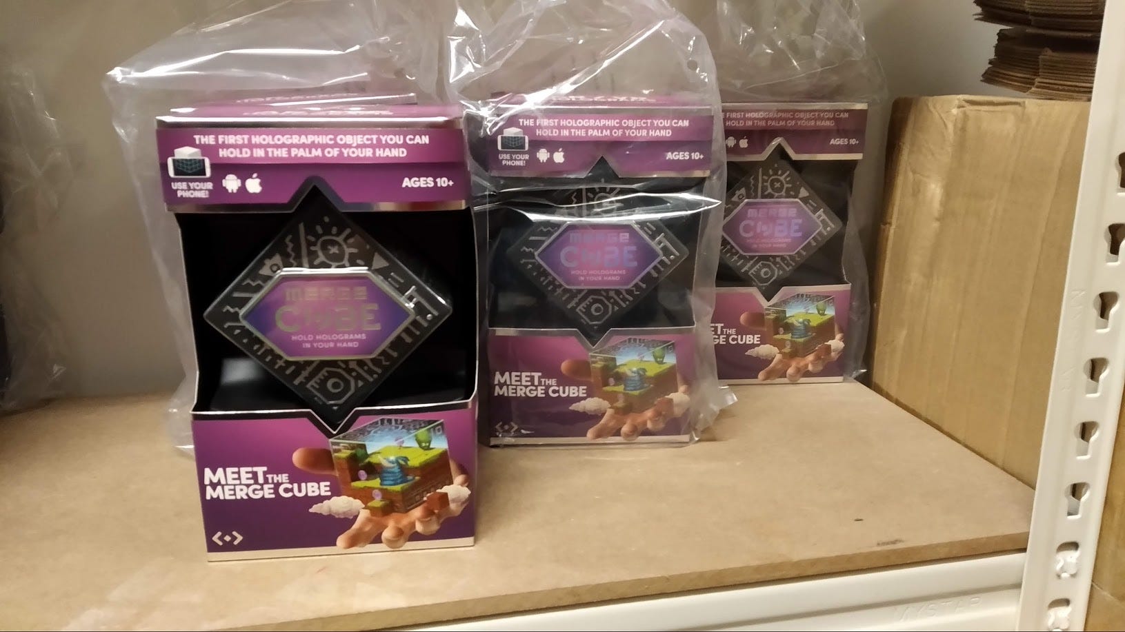 My fellow interns were laughing but understanding when I told them that I had to take a picture of the MERGE cubes to write about Tinkerfest.
