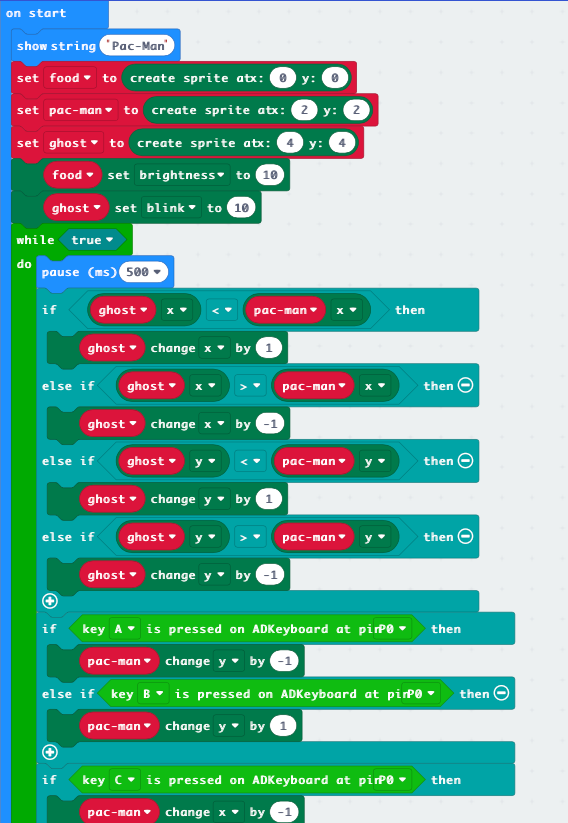 Snapshot of “Pacman” in Microsoft MakeCode