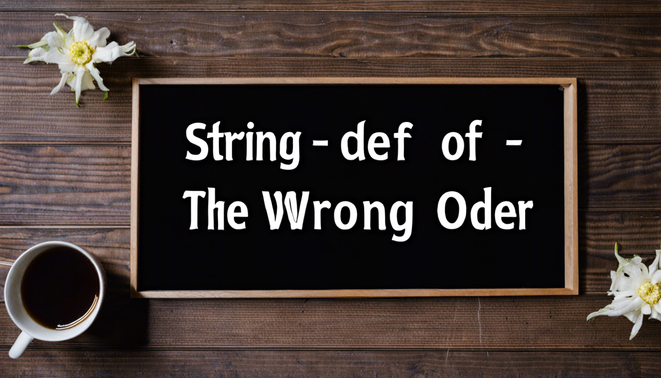 Letterboard with the nonsensical, misspelled definition: ‘String — The Wrong Oder.’