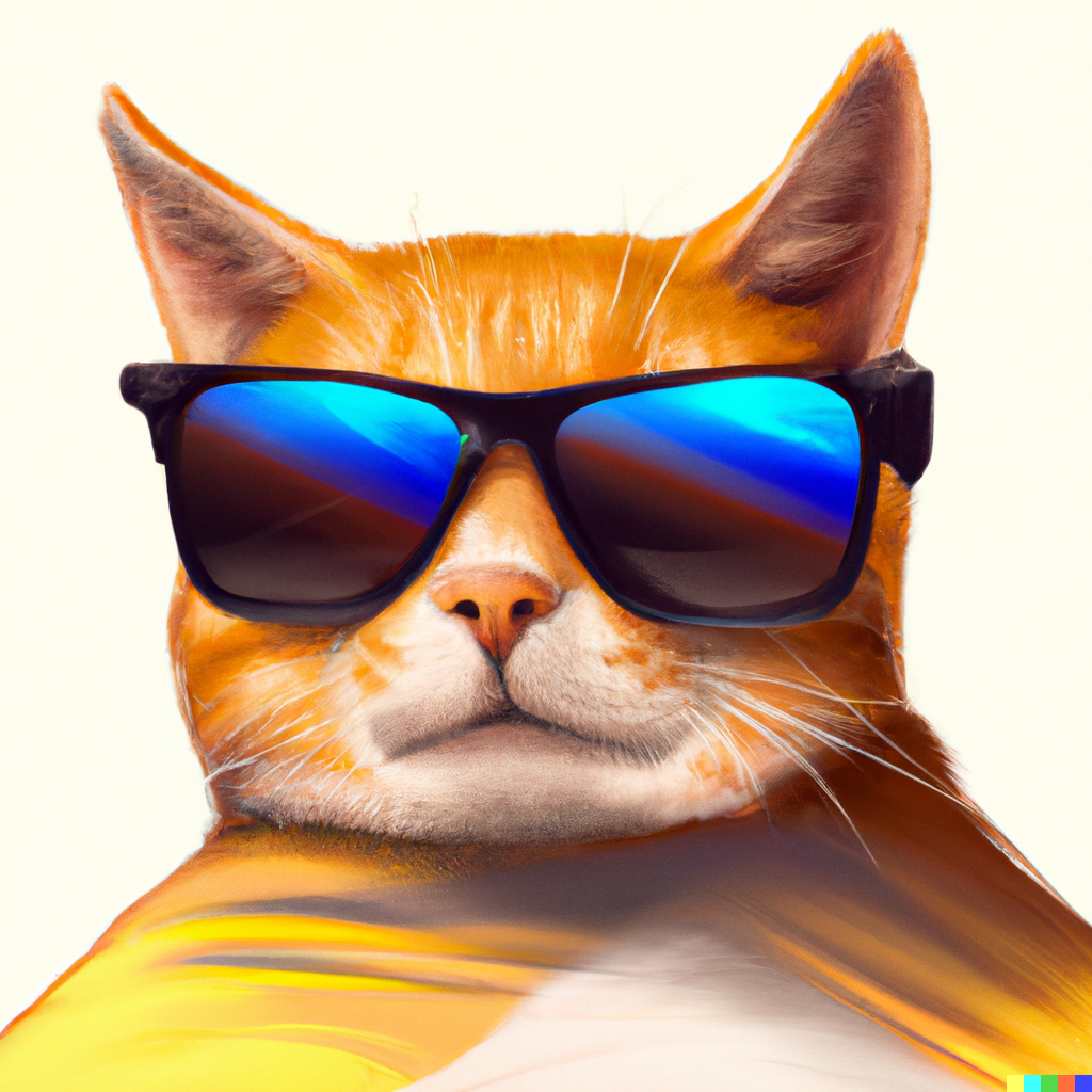 An artwork created by DALL-E 2. The prompt given was “a cat with sunglasses, digital art”.